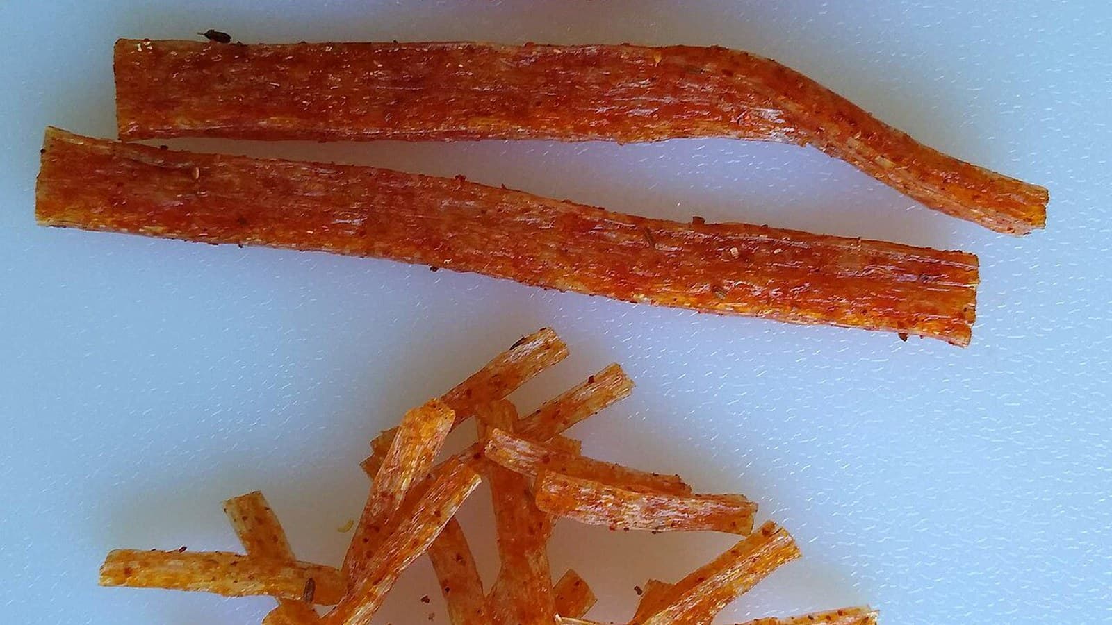 Finished latiao strips showing the final dense and elastic chew