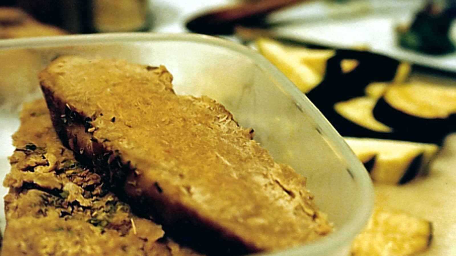 Plain seitan shreds photographed close up as a wheat-gluten base visual