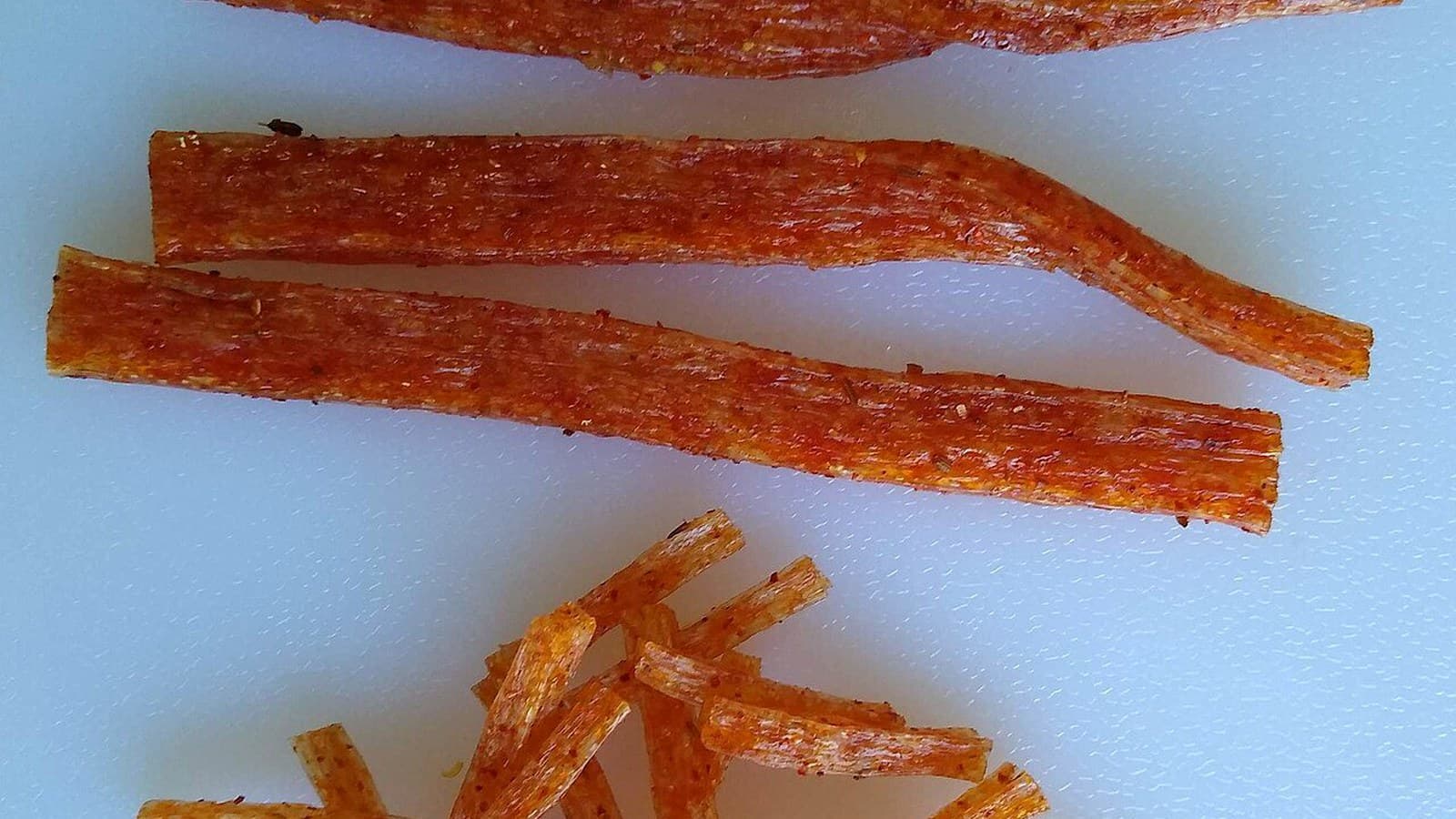 Finished latiao strips showing how the main ingredients come together