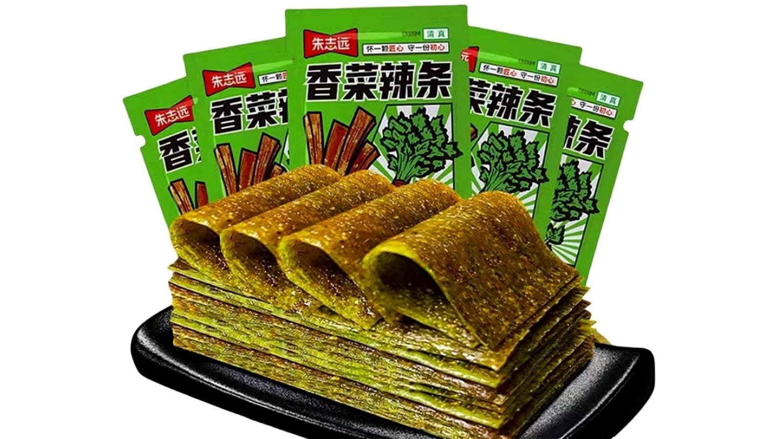 第一次怎么买一单有判断价值的辣条试吃组合 正文后段配图：Zhuzhiyuan soy-sheet style spicy strip image for an exploratory add-on