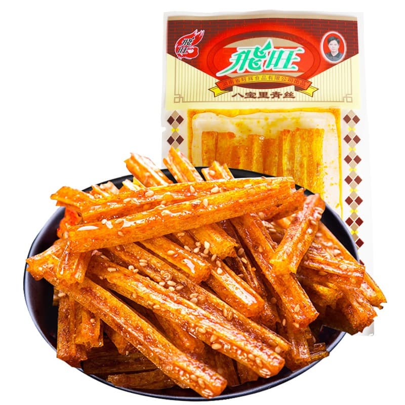 Feiwang spicy strip package and product detail for heat comparison